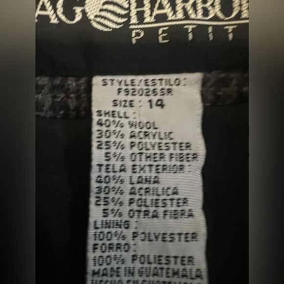 Sag Harbor Petite Vintage Women’s Wool Houndstooth long Line Blazer 14P Academia - Picture 5 of 12